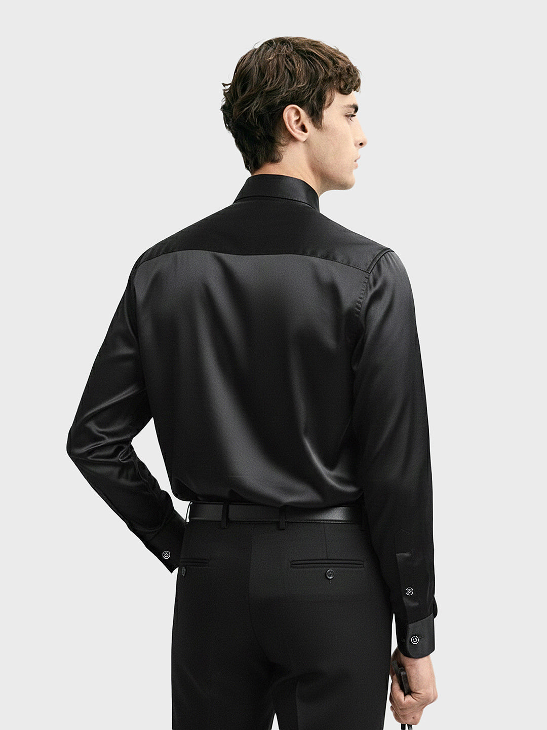 Men's Black Slim Fit Solid Party Wear Shirt