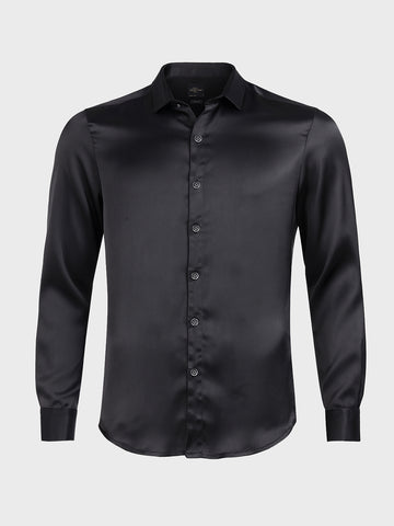 Men's Black Slim Fit Solid Party Wear Shirt