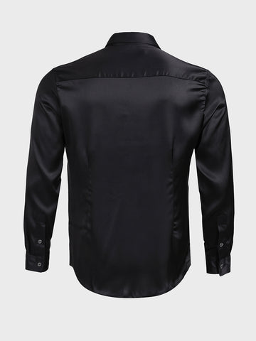 Men's Black Slim Fit Solid Party Wear Shirt
