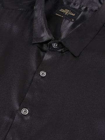 Men's Black Slim Fit Solid Party Wear Shirt