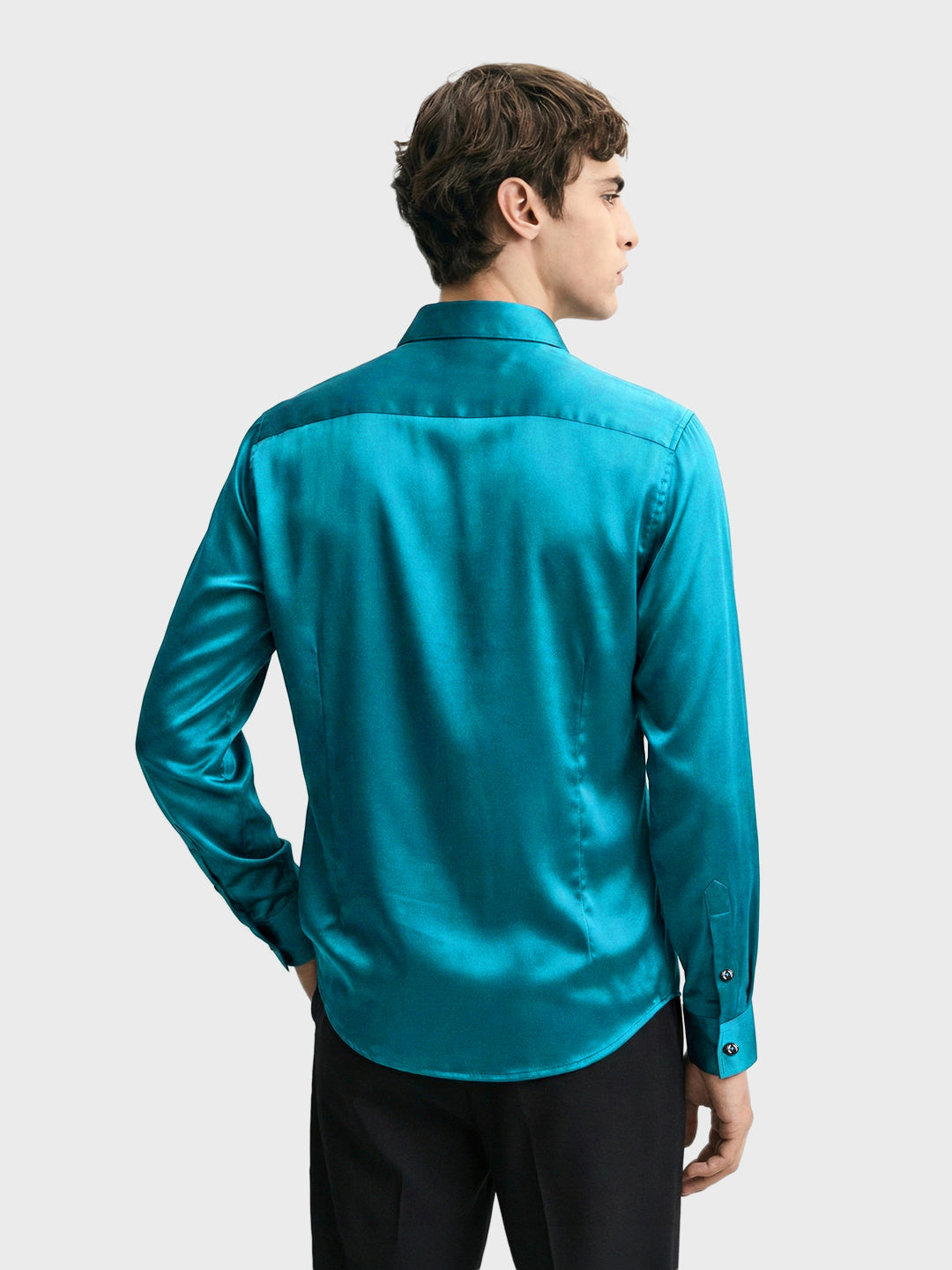 Men's Teal Slim Fit Solid Party Wear Shirt