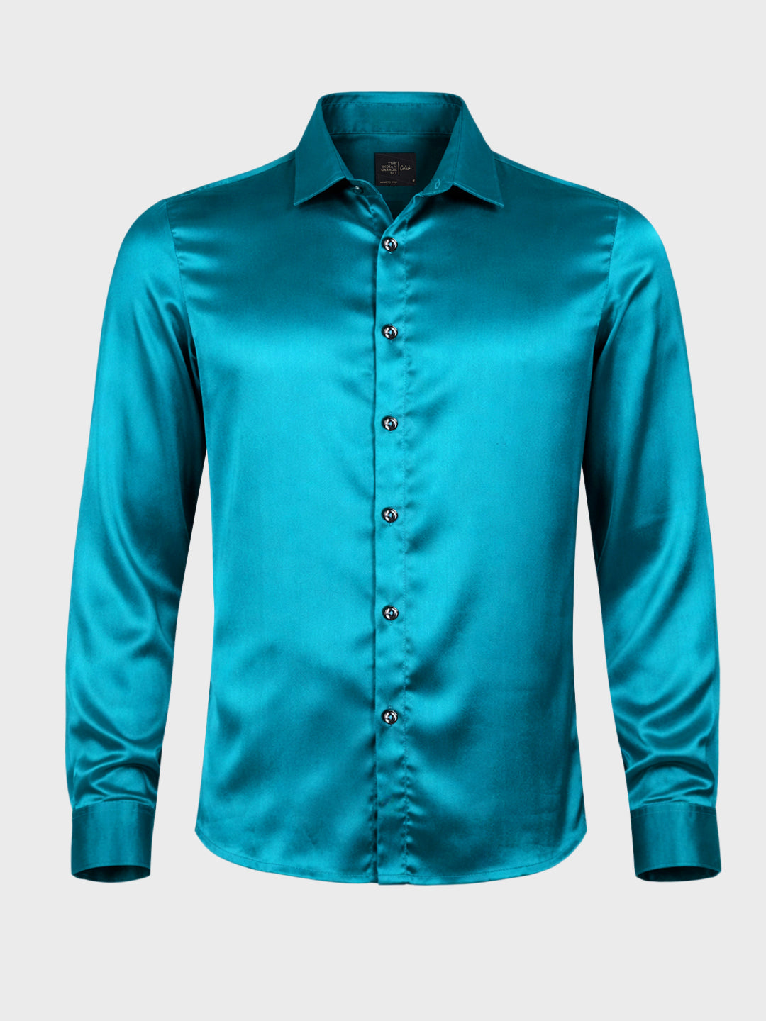 Men's Teal Slim Fit Solid Party Wear Shirt