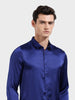 Men's Blue Slim Fit Solid Party Wear Shirt