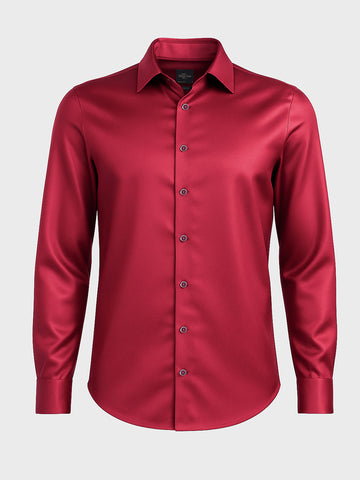 Men's Maroon Slim Fit Solid Party Wear Shirt