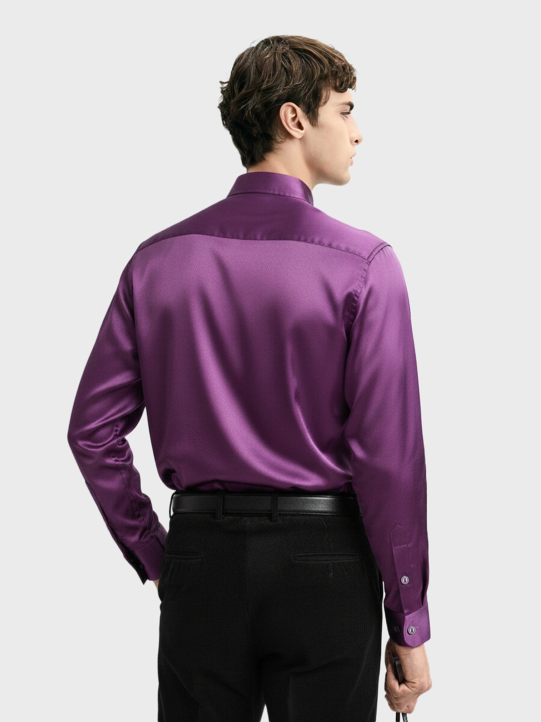 Men's Purple Slim Fit Solid Party Wear Shirt