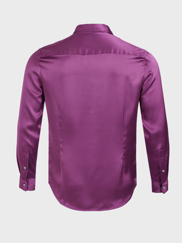 Men's Purple Slim Fit Solid Party Wear Shirt