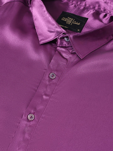 Men's Purple Slim Fit Solid Party Wear Shirt