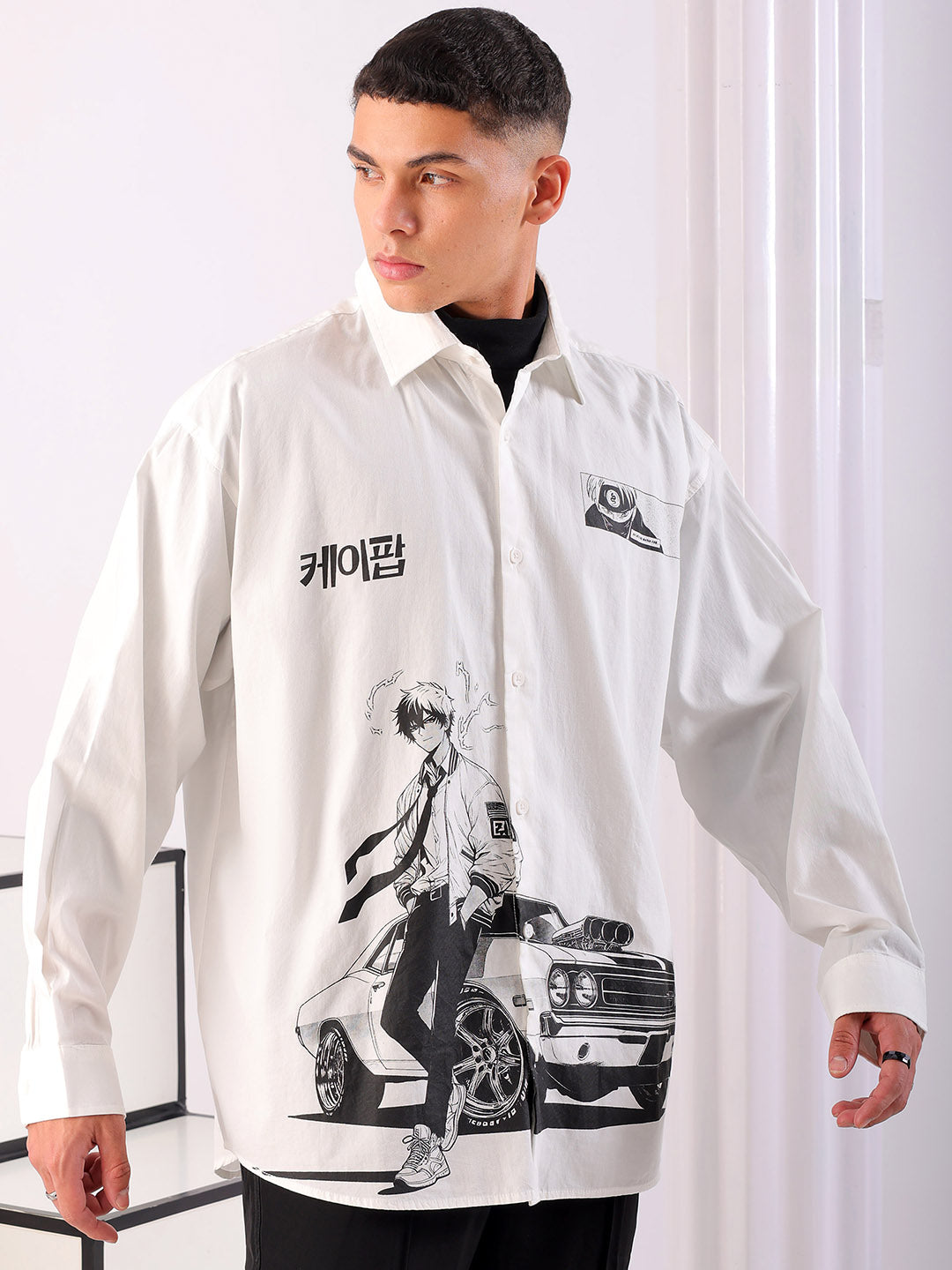 Shop Men's Anime Printed Oversized Shirt Online.