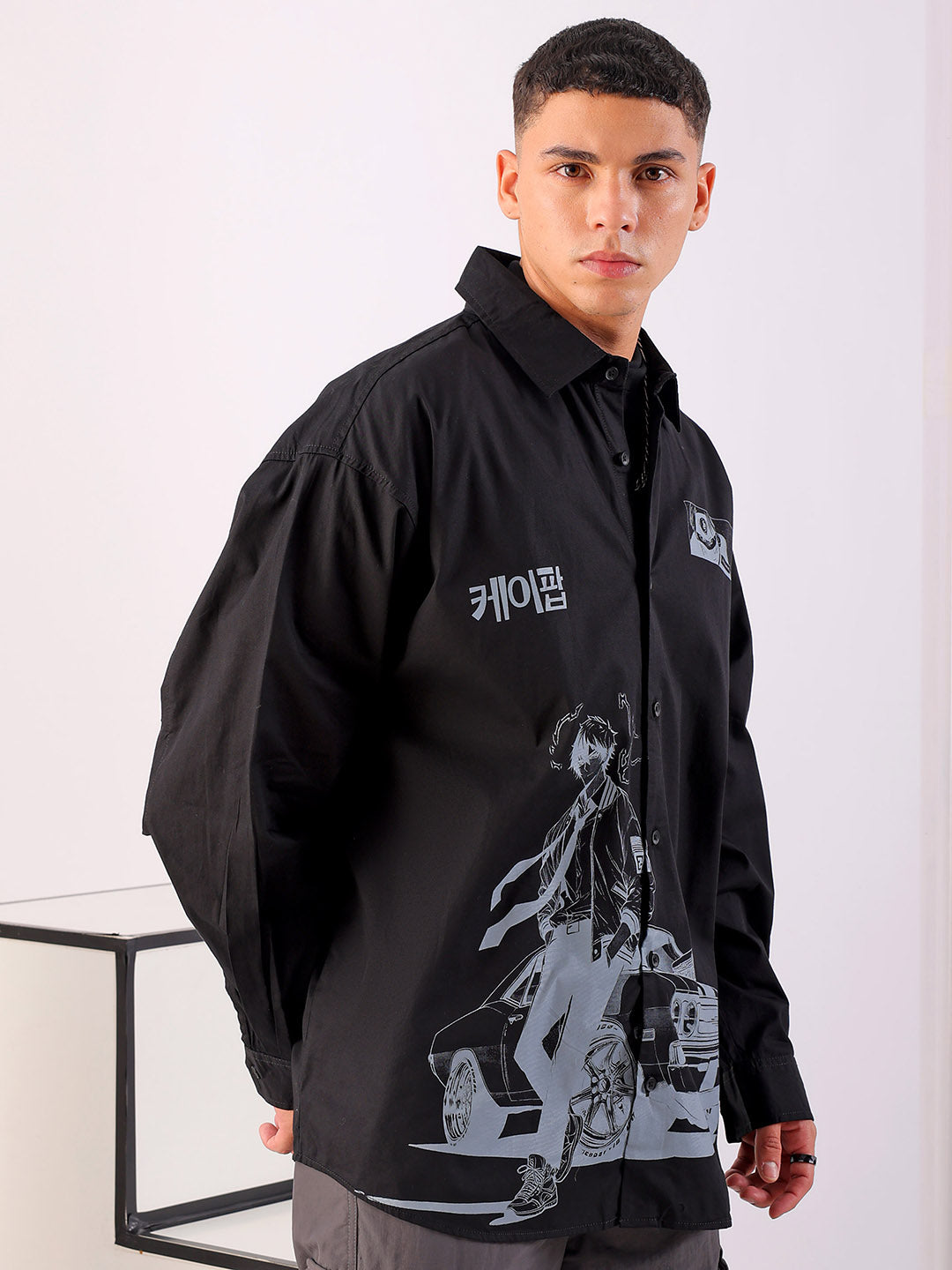 Shop Men's Anime Printed Oversized Shirt Online.