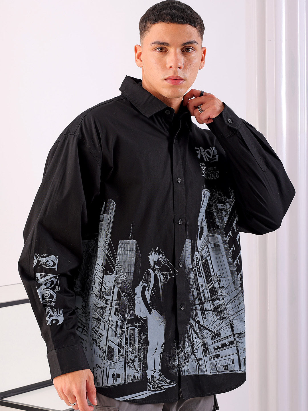 Shop Men's Anime Printed Oversized Shirt Online.