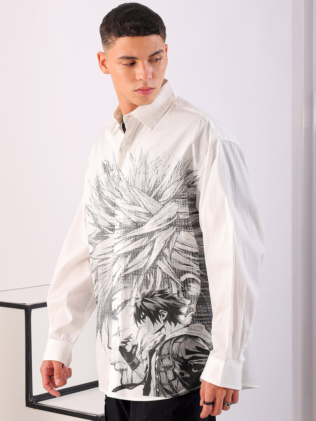 Shop Men's Anime Printed Oversized Shirt Online.