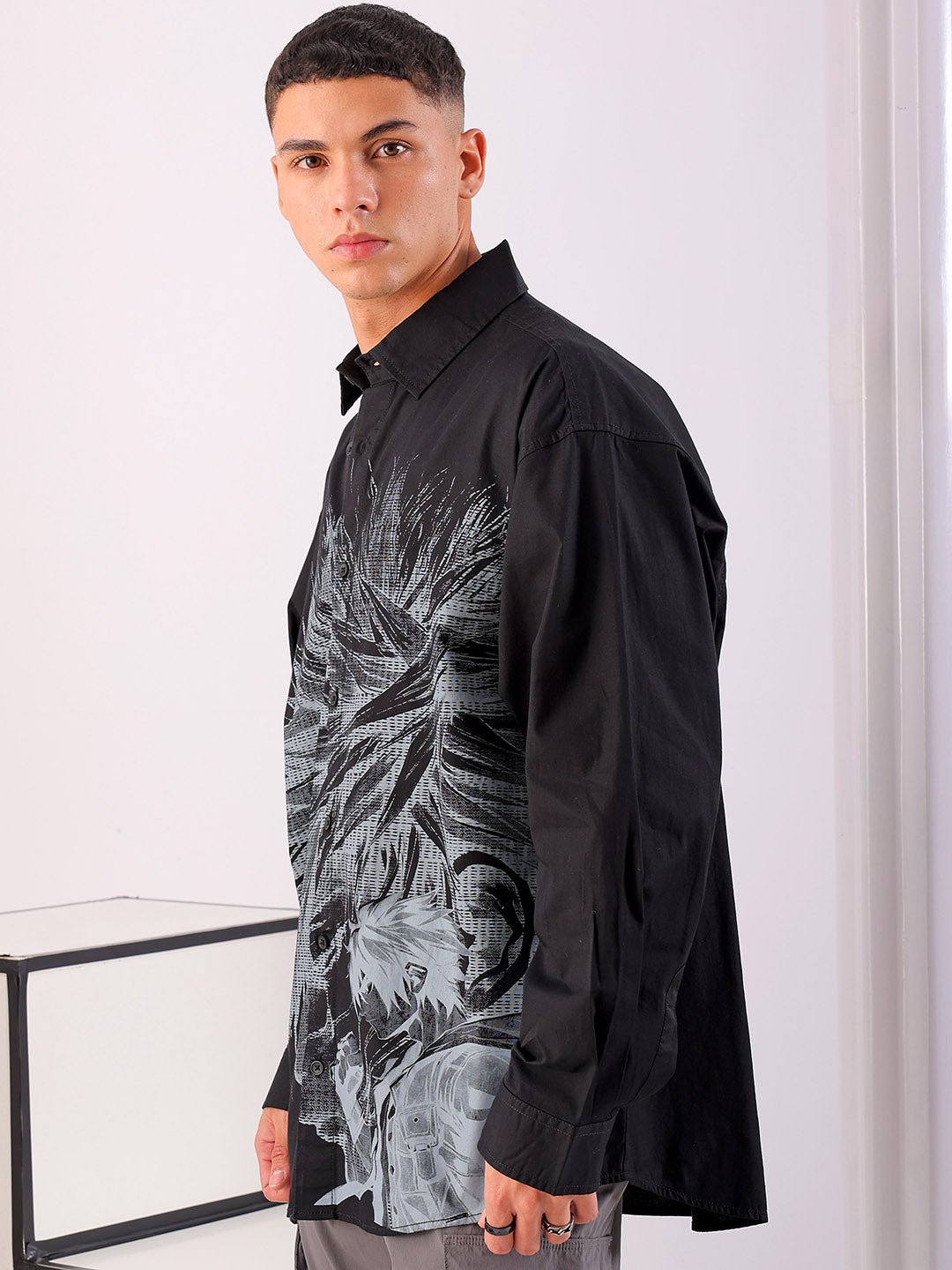 Shop Men's Anime Printed Oversized Shirt Online.