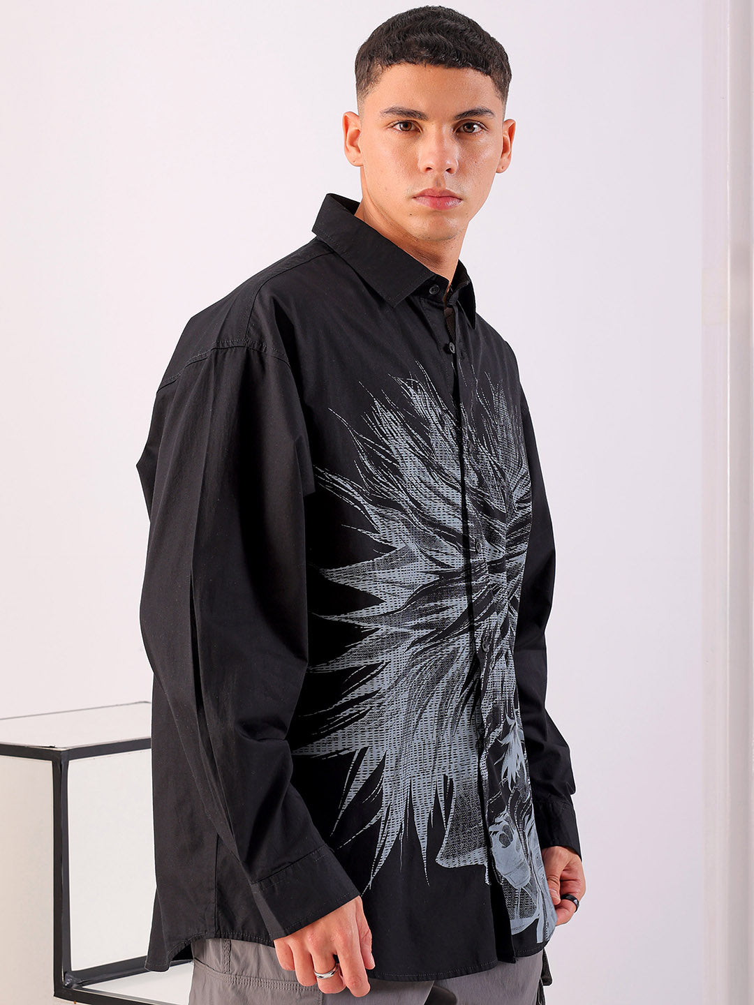 Shop Men's Anime Printed Oversized Shirt Online.