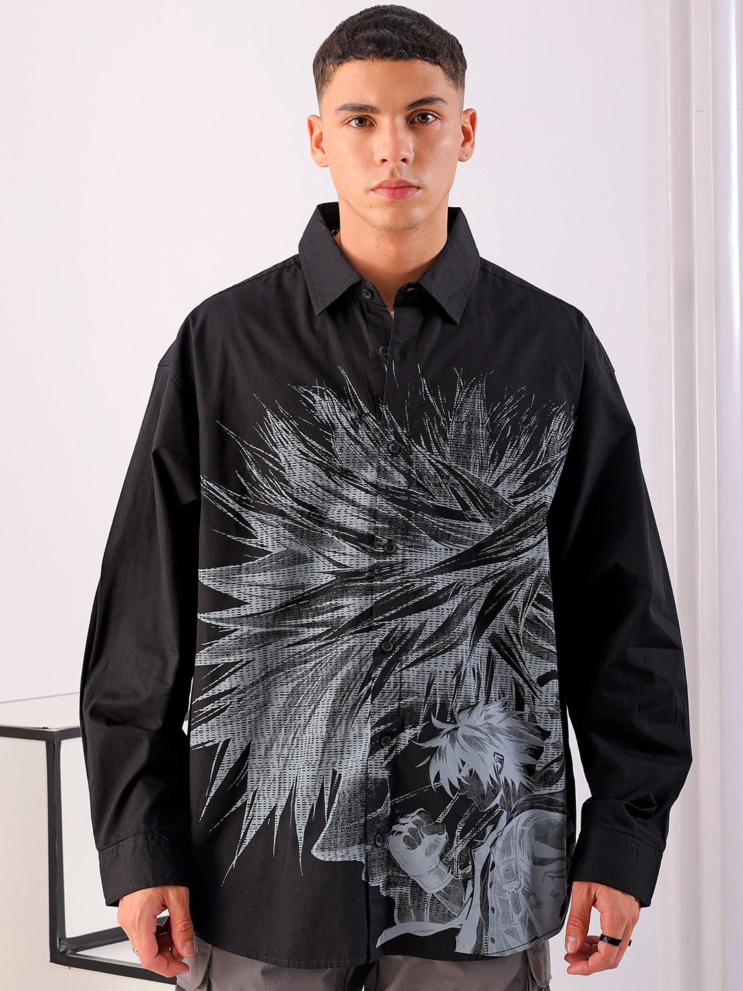 Shop Men's Anime Printed Oversized Shirt Online.