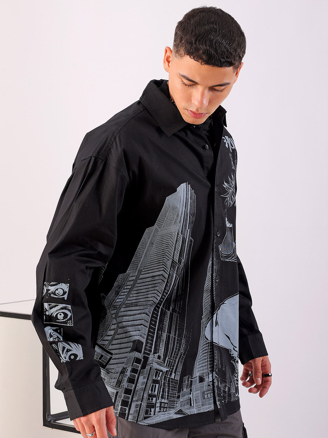 Shop Men's Anime Printed Oversized Shirt Online.