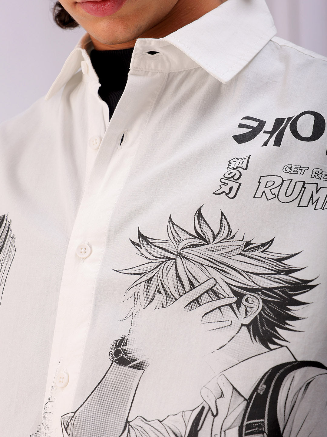 Shop Men's Anime Printed Oversized Shirt Online.