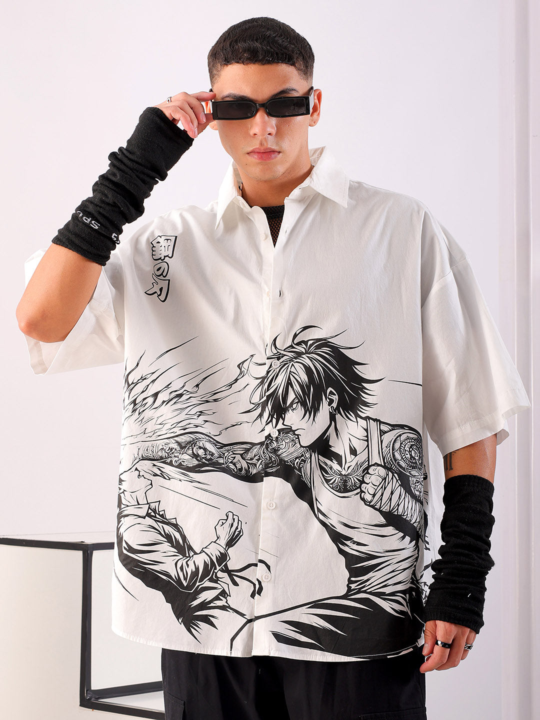 Shop Men's Anime Printed Oversized Shirt Online.