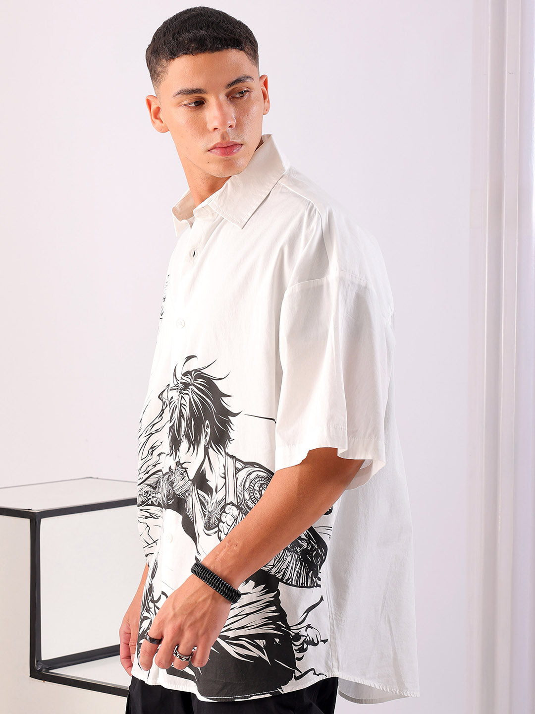 Shop Men's Anime Printed Oversized Shirt Online.