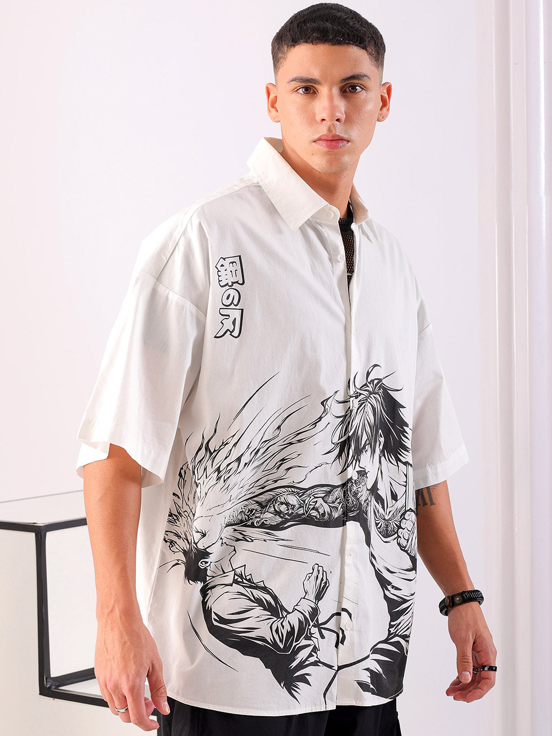 Shop Men's Anime Printed Oversized Shirt Online.