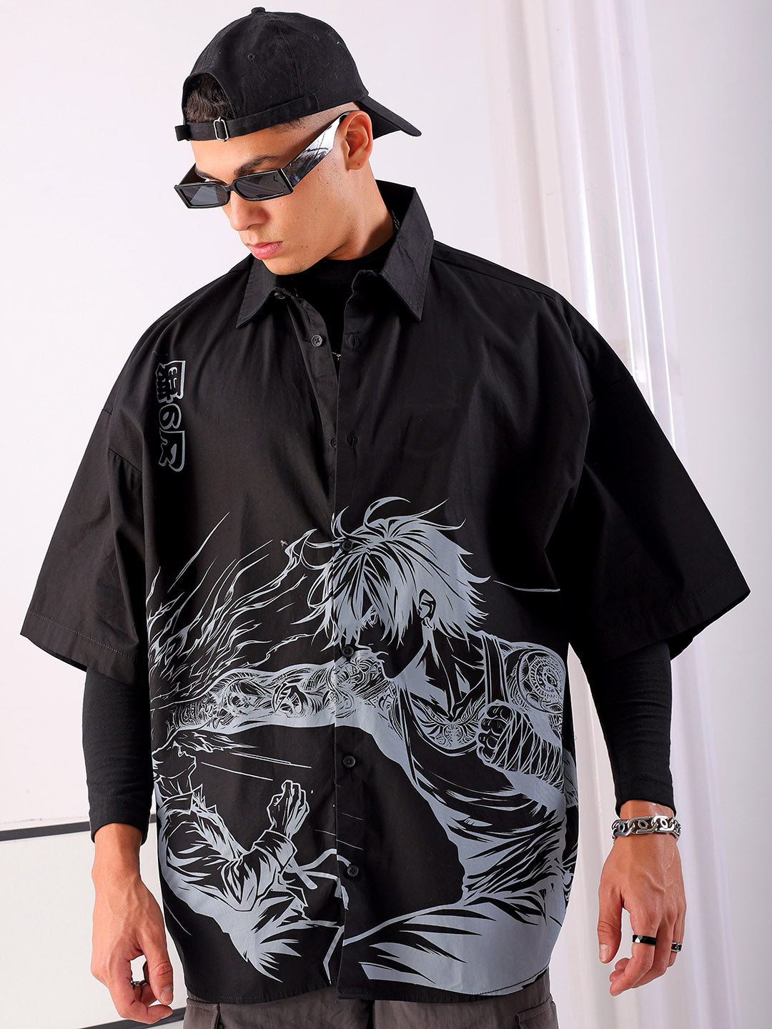 Shop Men's Anime Printed Oversized Shirt Online.