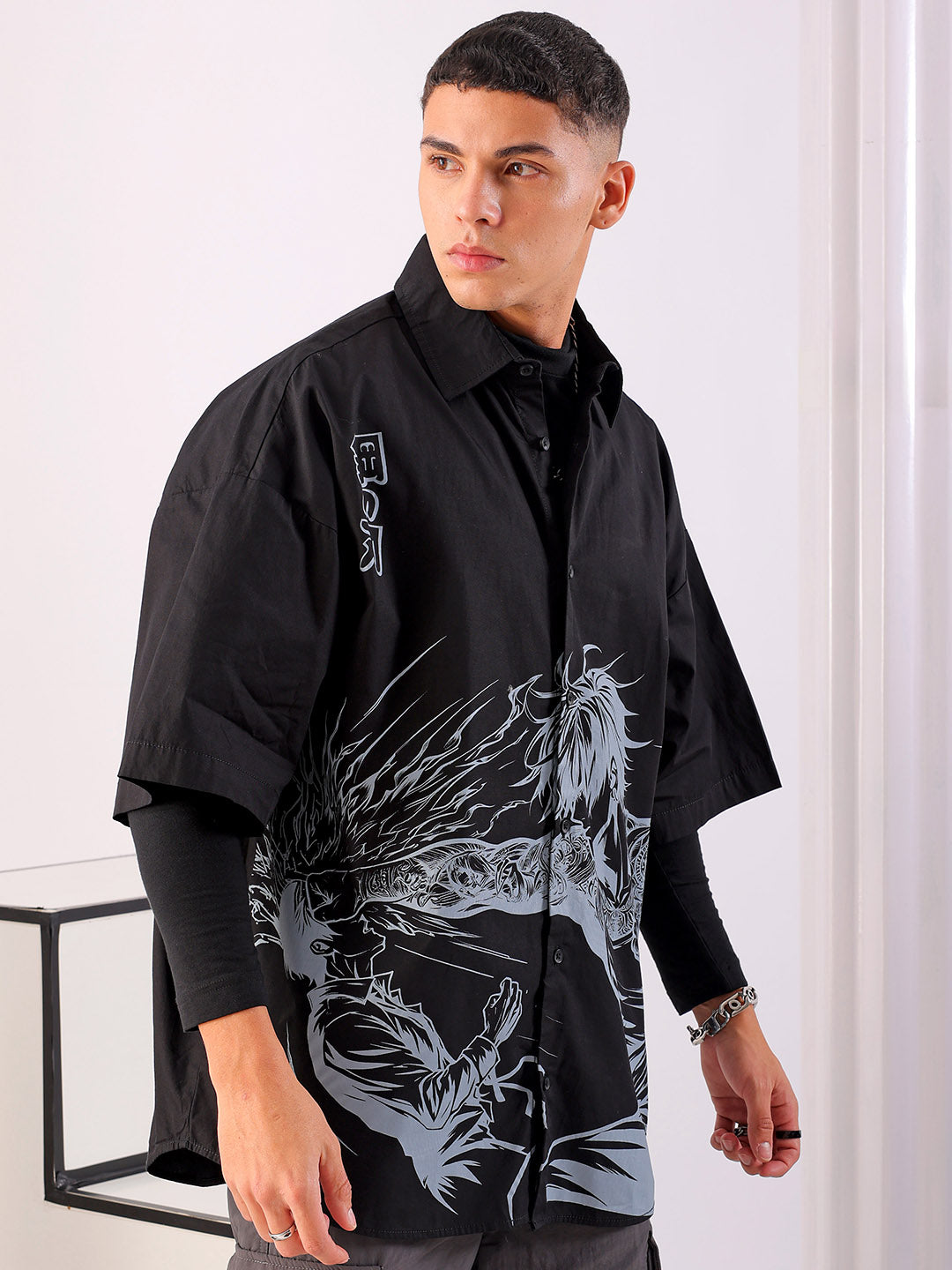 Shop Men's Anime Printed Oversized Shirt Online.