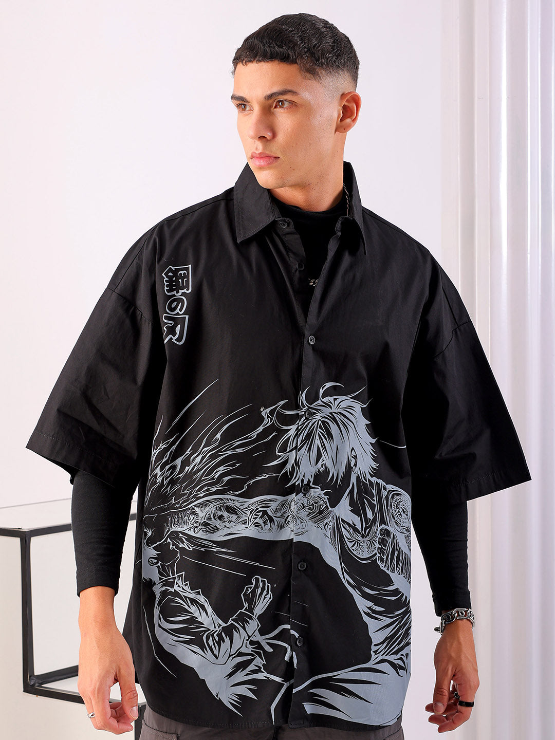 Shop Men's Anime Printed Oversized Shirt Online.