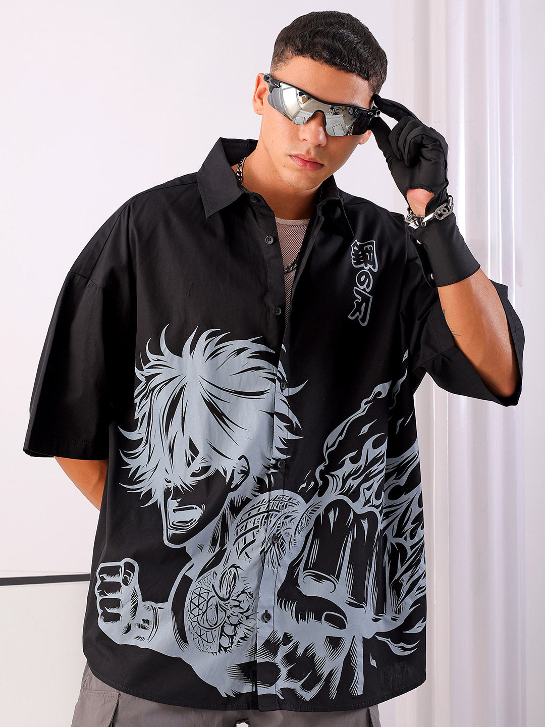 Shop Men's Anime Printed Oversized Shirt Online.