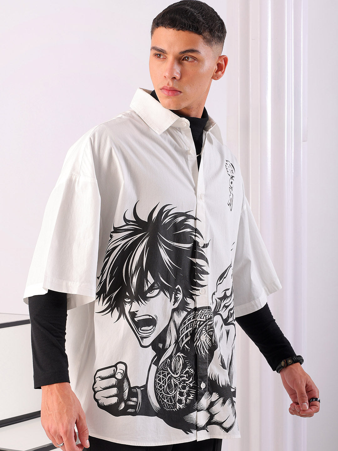 Shop Men's Anime Printed Oversized Shirt Online.