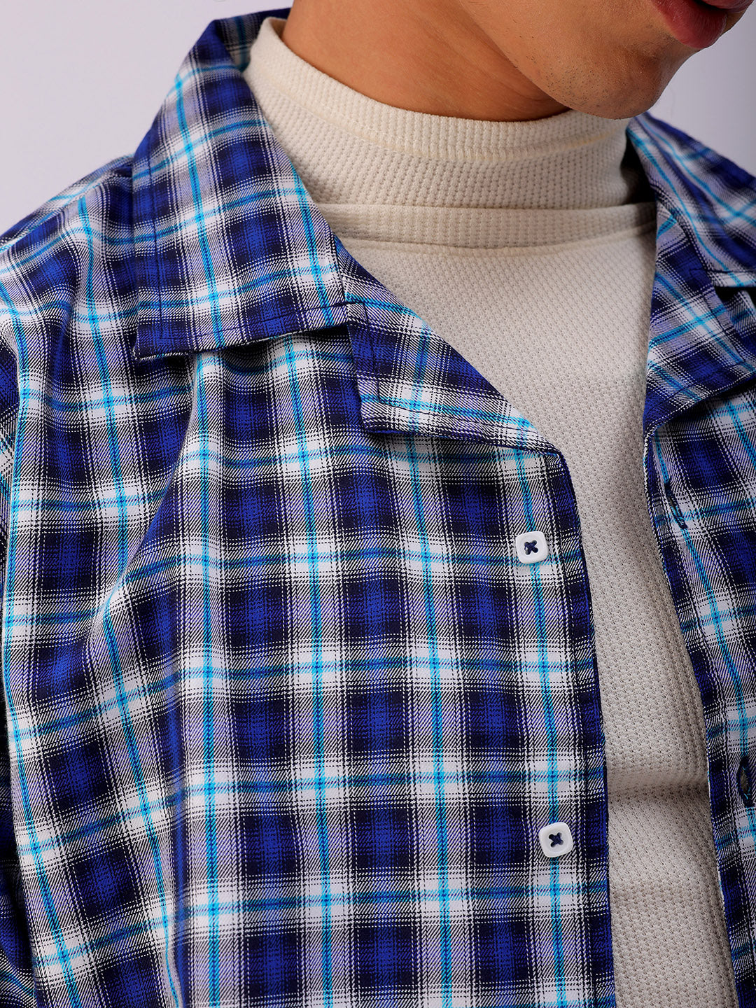 Shop Men's Checked Boxy Fit Cropped Shirt Online.