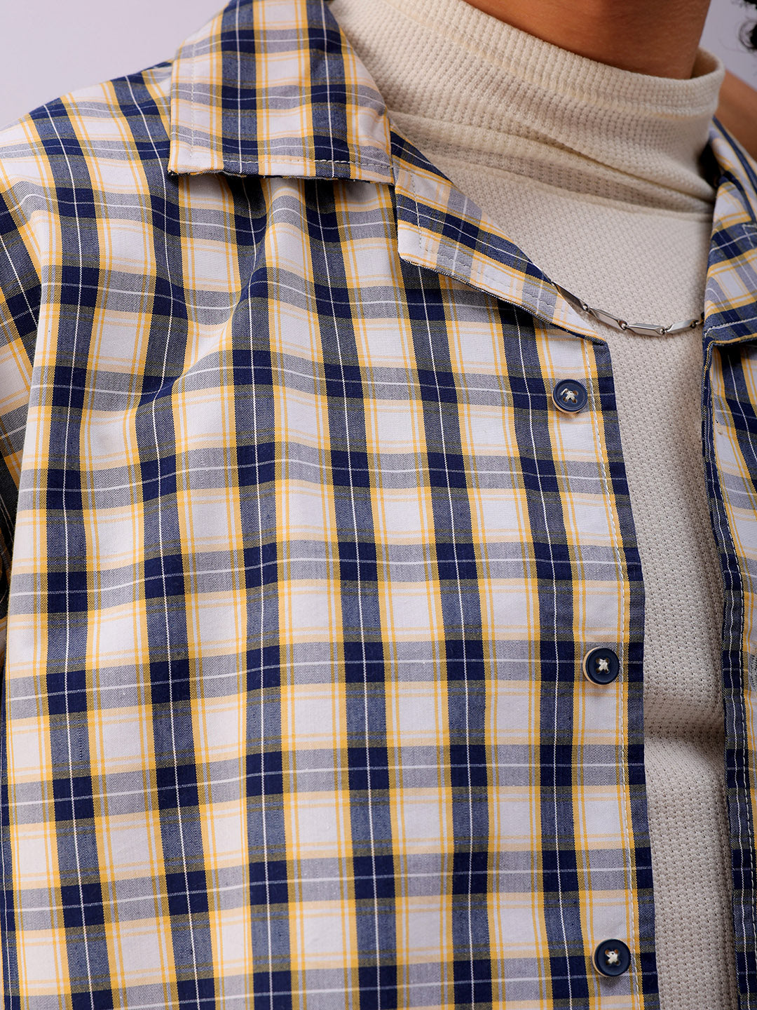 Shop Men's Checked Boxy Fit Cropped Shirt Online.