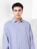 Men's White Korean Fit Striped Streetwear Shirt