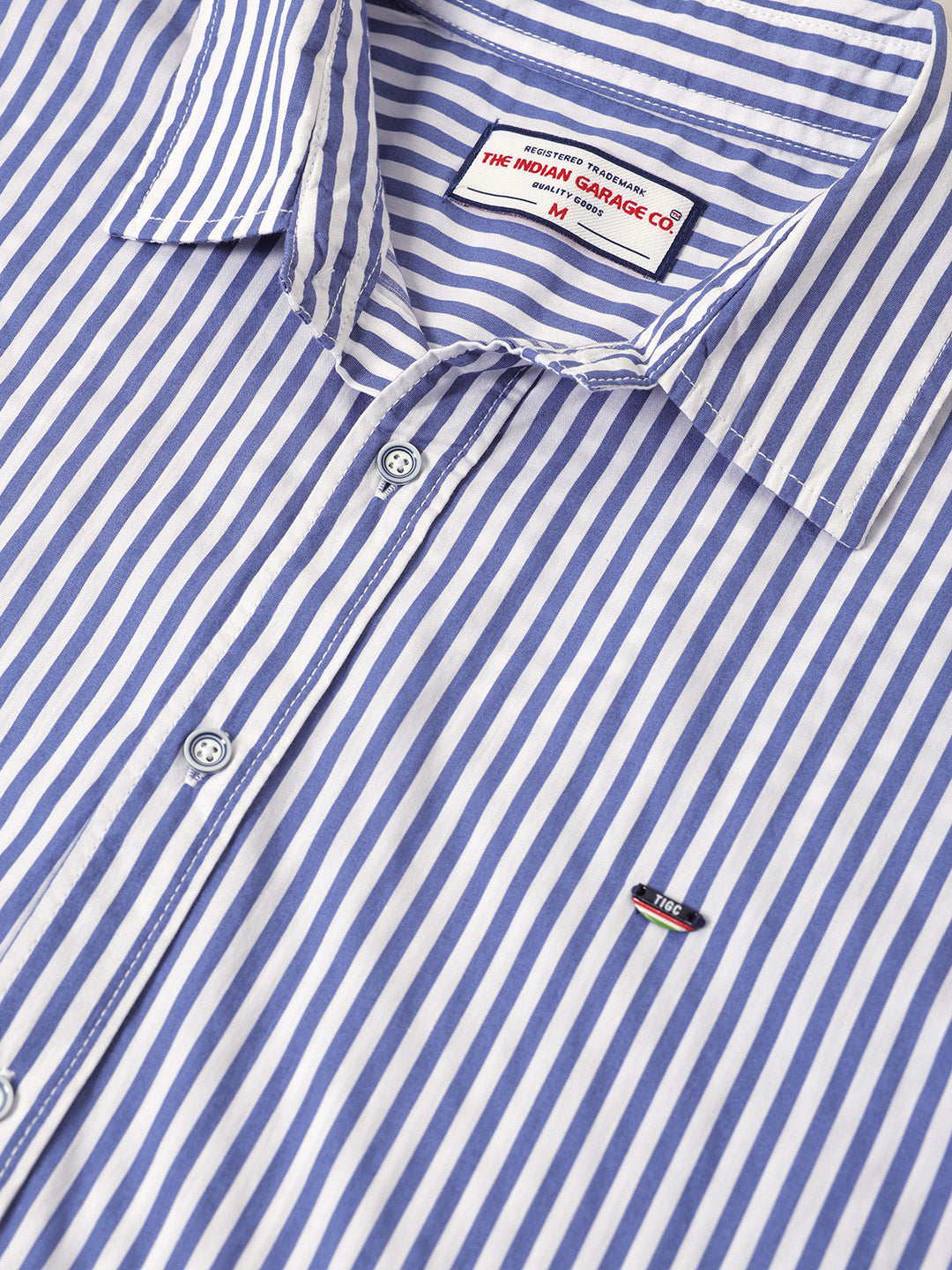 Men's White Korean Fit Striped Streetwear Shirt