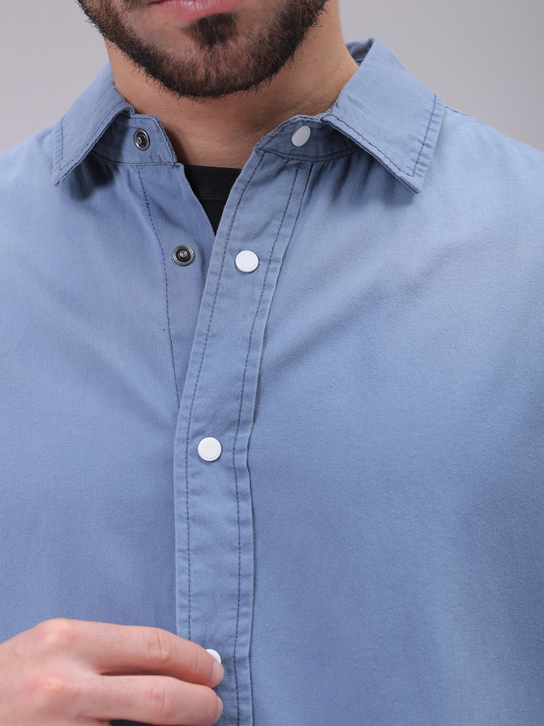 Men's Navy Blue Oversized Fit Solid Shirt