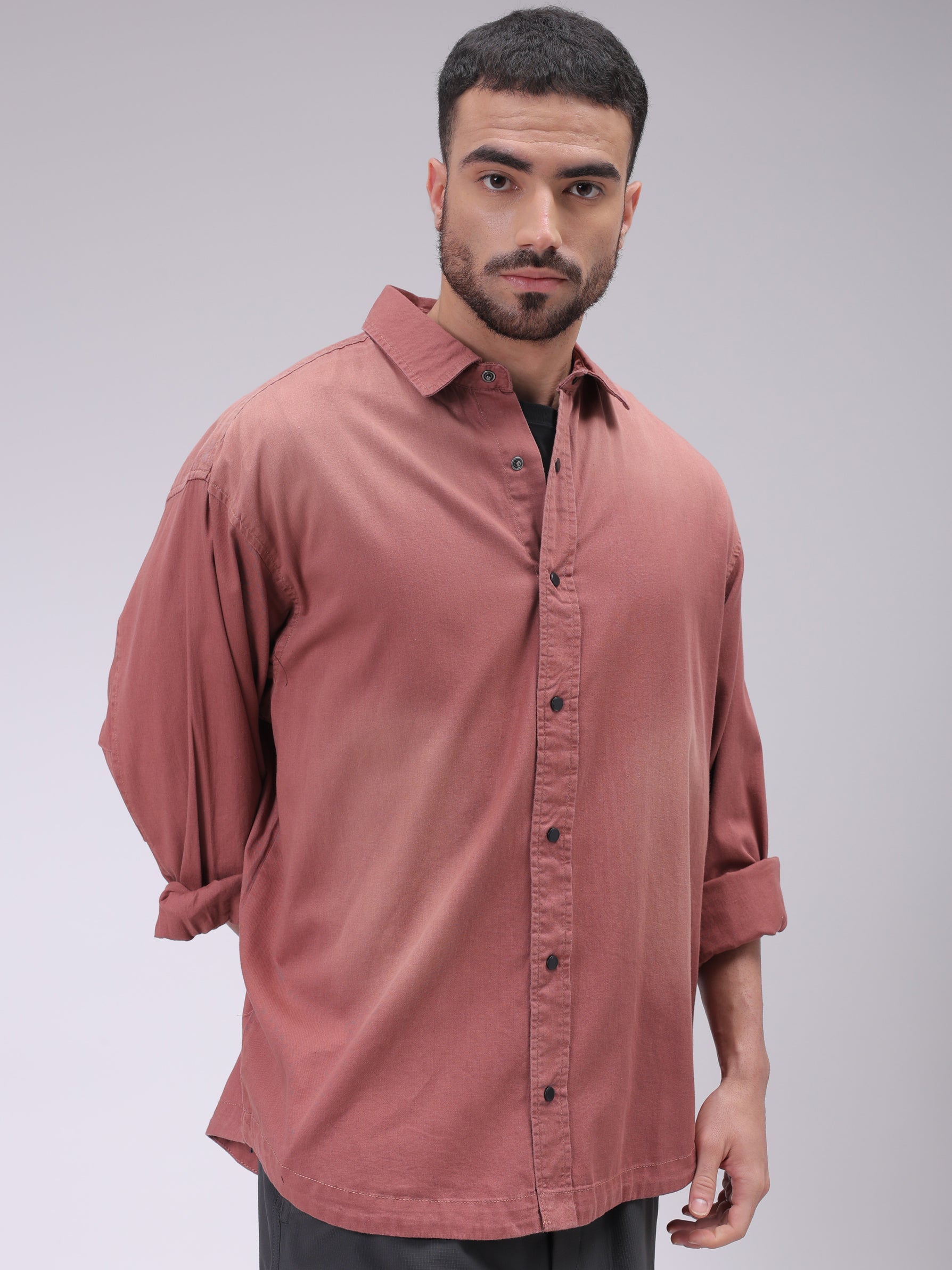 Men's Red Oversized Fit Solid Shirt