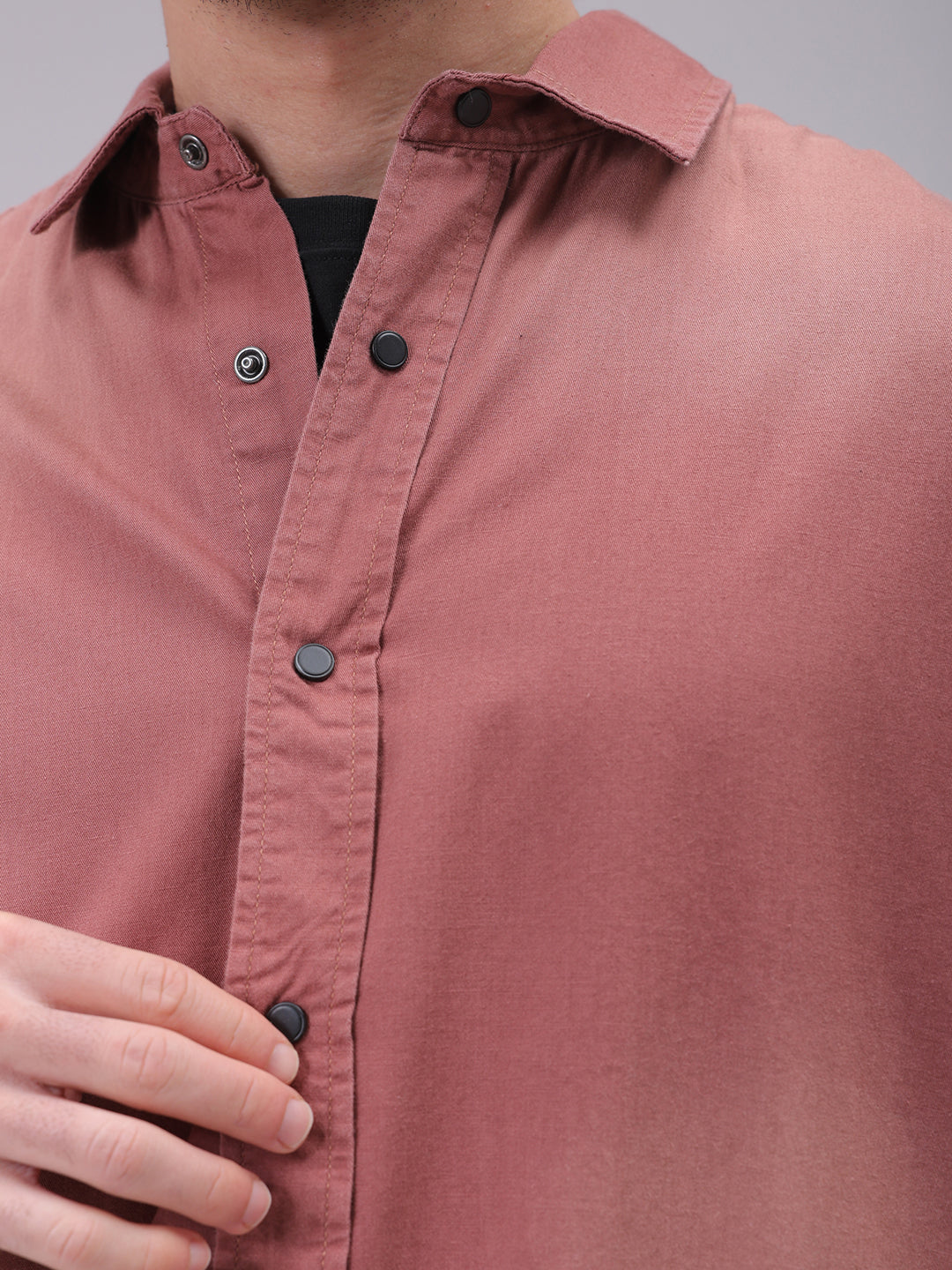 Men's Red Oversized Fit Solid Shirt