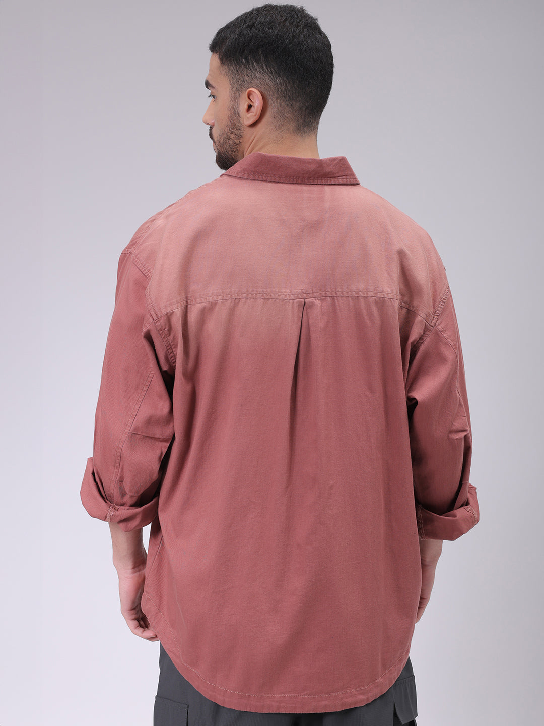 Men's Red Oversized Fit Solid Shirt