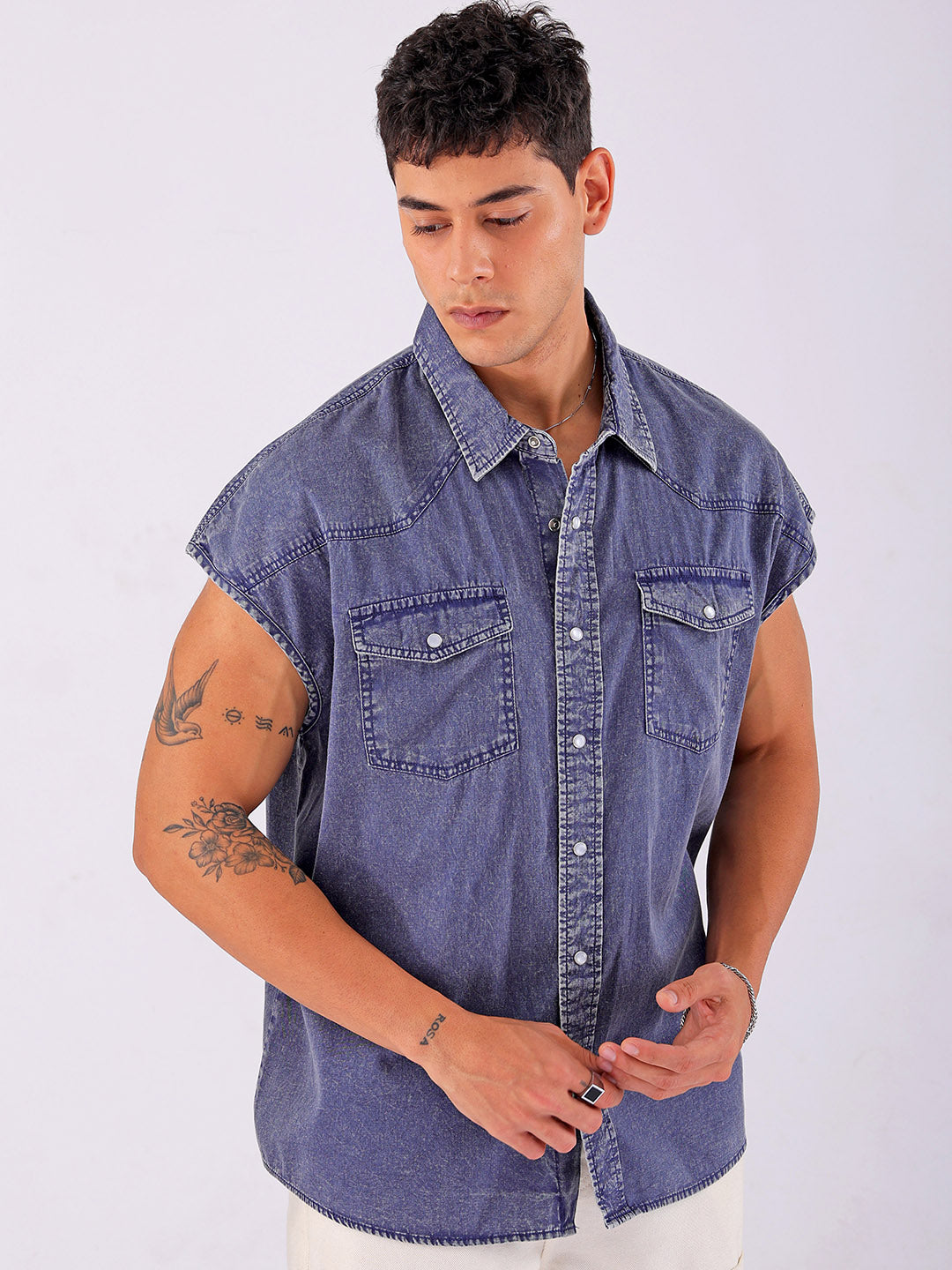 Shop Men's Solid Boxy Fit Streetwear Shirt Online.