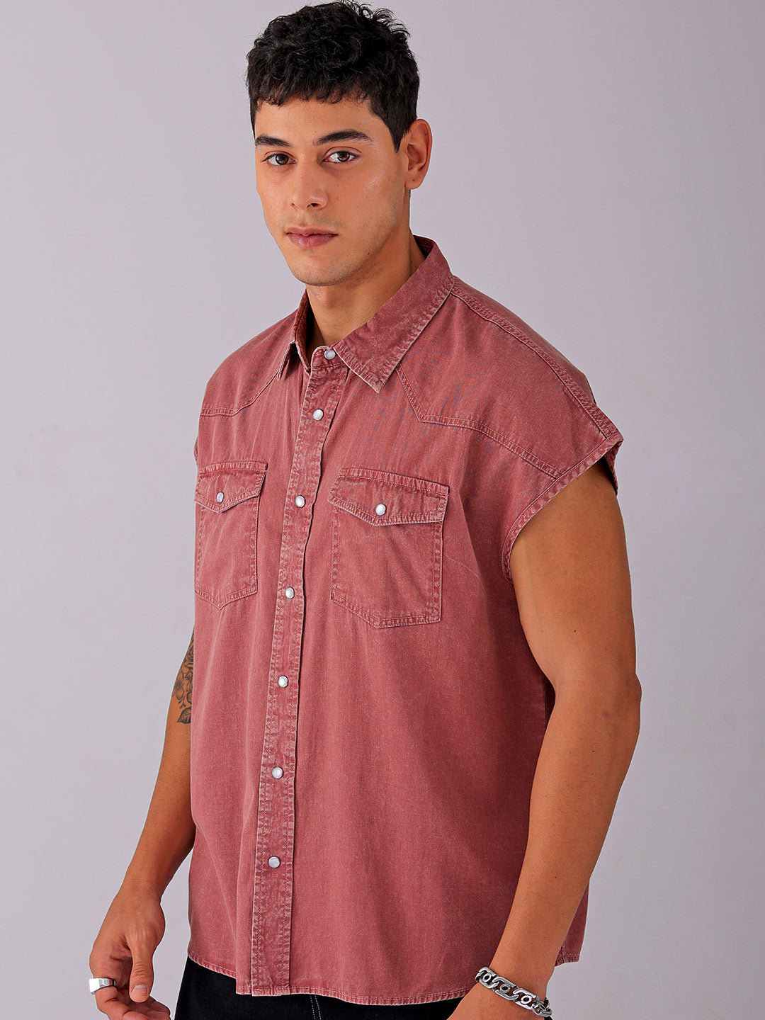 Shop Men's Solid Boxy Fit Streetwear Shirt Online.