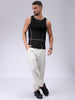 Men's Black Slim Fit Textured Round Neck T-shirt