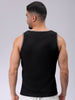 Men's Black Slim Fit Textured Round Neck T-shirt