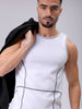 Men's White Slim Fit Textured Round Neck T-shirt