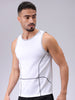 Men's White Slim Fit Textured Round Neck T-shirt