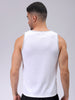 Men's White Slim Fit Textured Round Neck T-shirt