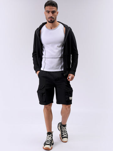 Men's White Slim Fit Textured Round Neck T-shirt