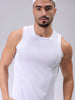 Men's White Slim Fit Textured Round Neck T-shirt