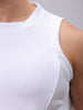 Men's White Slim Fit Textured Round Neck T-shirt