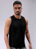 Men's Black Slim Fit Textured Round Neck T-shirt