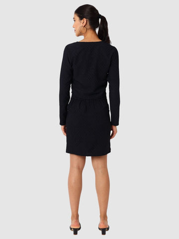 Women's Black Textured Top and Skirt Coordinates