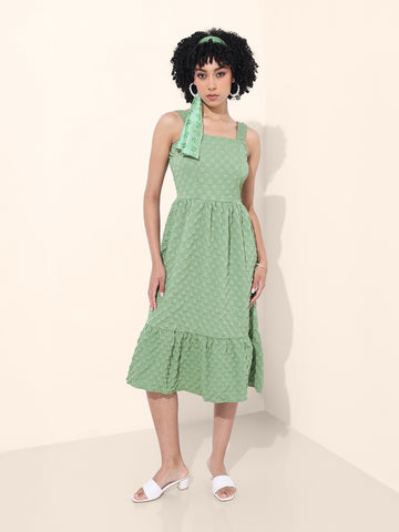 Women's Green Regular Fit Casual Dress