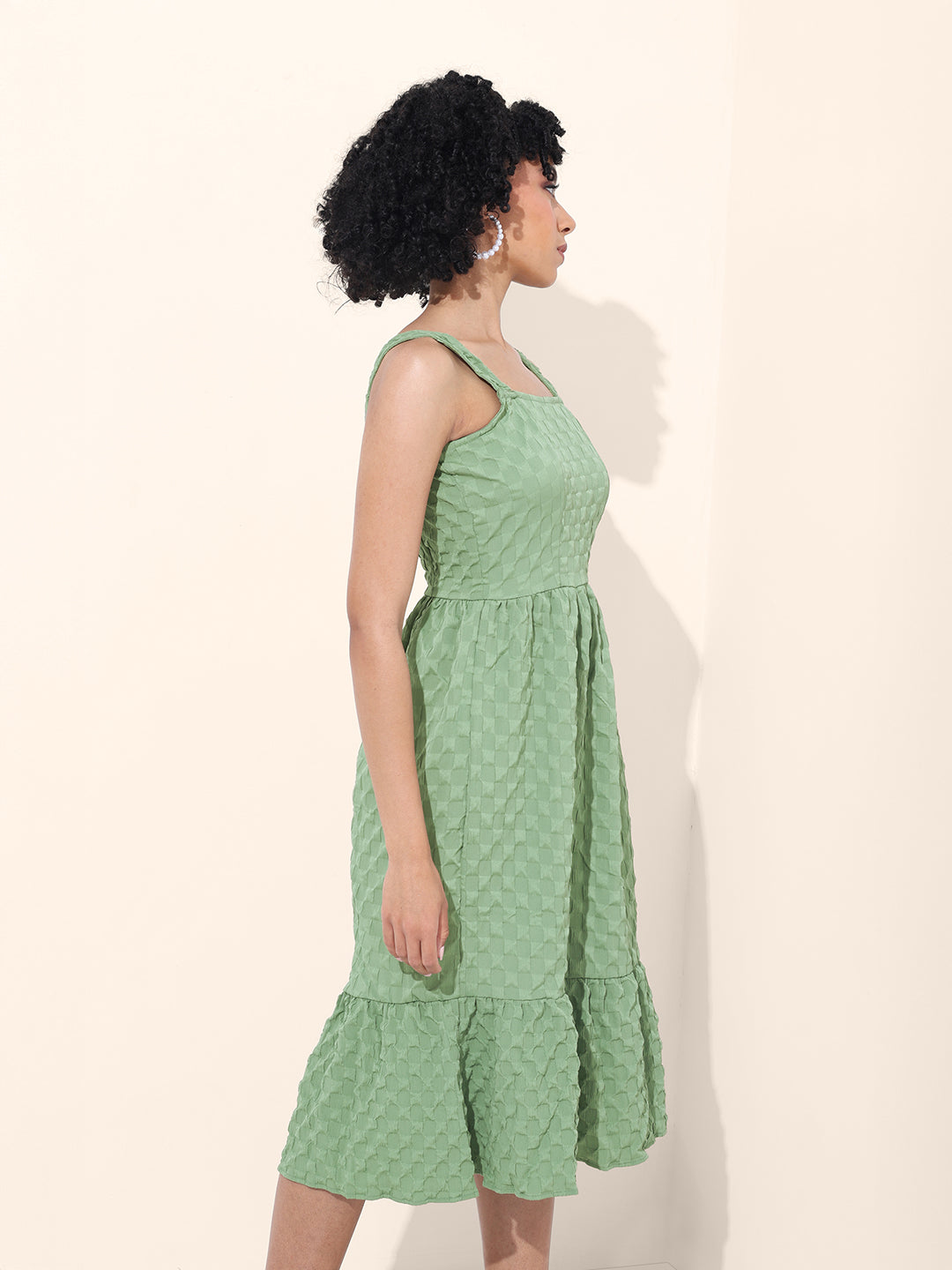 Women's Green Regular Fit Casual Dress